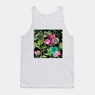 Seamless tropical flower, plant and leaf pattern background Tank Top